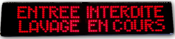 Panneau 'Lavage en cours'