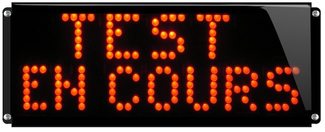 Panneau 'Test en cours'